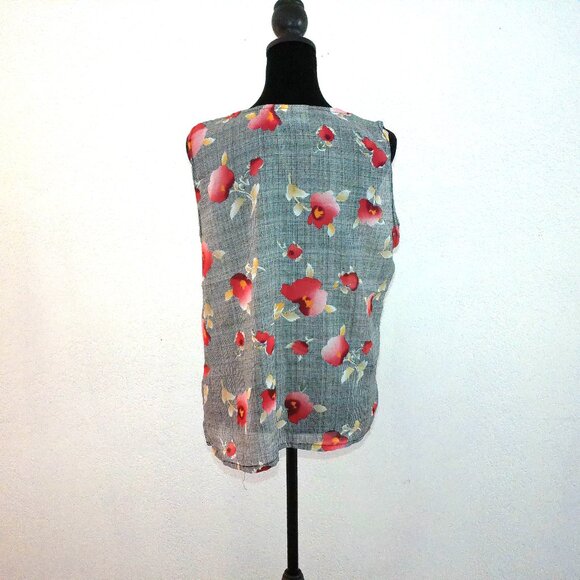 Beverly fine collection, black/red floral tank top, - Picture 6 of 6
